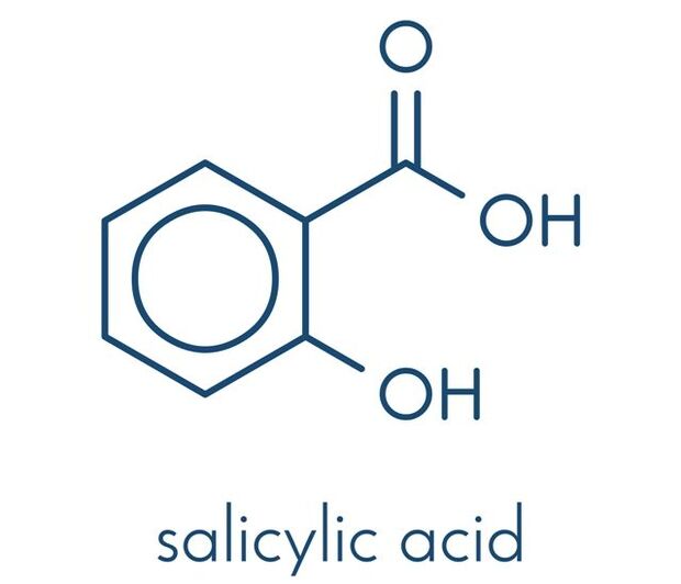 Strukturell Formel vun Salicylsäure